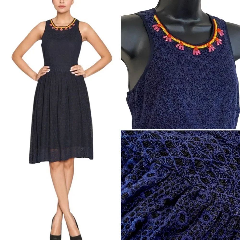 Label by Ritu Kumar Beaded Embroidered Sleeveless Fit Flare Dress Sz XS